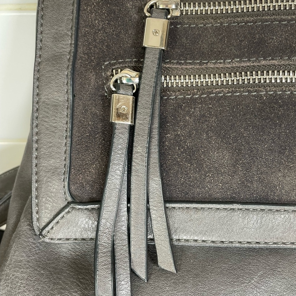 Sole Society Charcoal Grey Faux Leather and Suede Backpack Purse